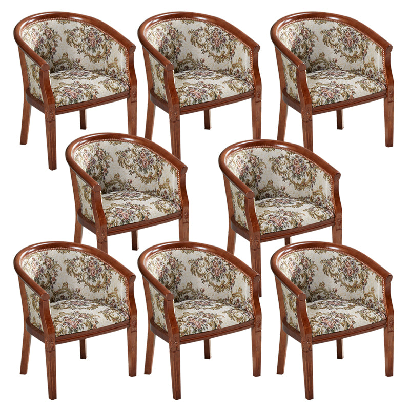 Fabric Arm Chairs Traditional Kitchen Dining Chair with Wood Legs