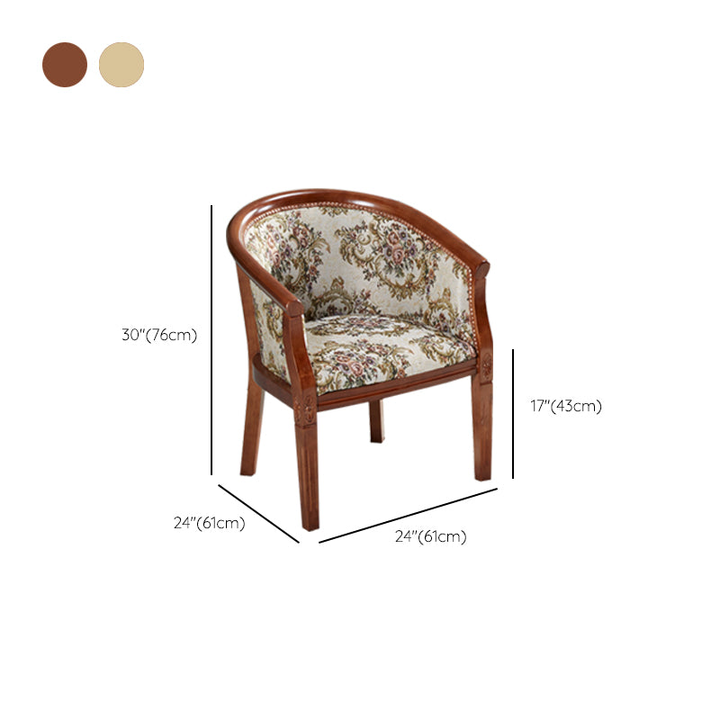 Fabric Arm Chairs Traditional Kitchen Dining Chair with Wood Legs