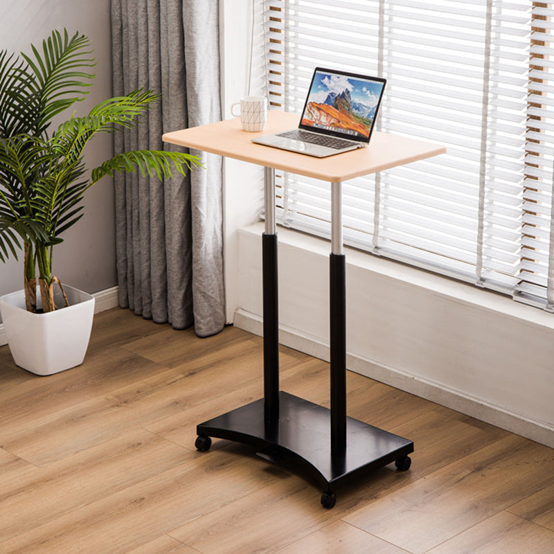 Rectangular Shaped Wood Office Writing Table Metal Legs with Wheels