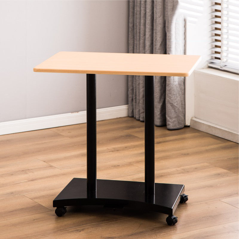 Rectangular Shaped Wood Office Writing Table Metal Legs with Wheels