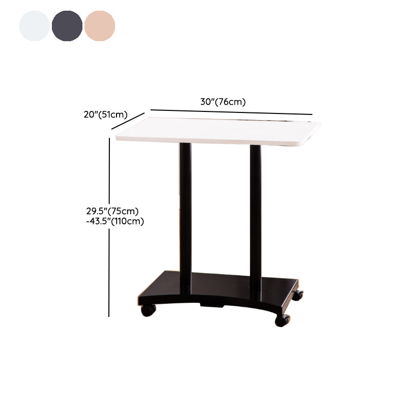 Rectangular Shaped Wood Office Writing Table Metal Legs with Wheels