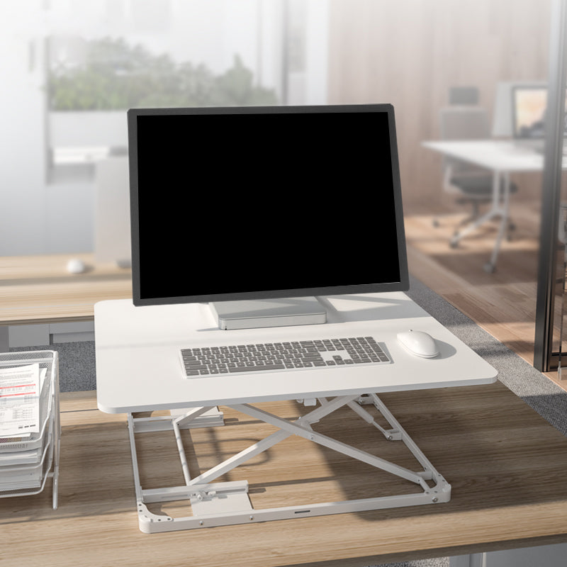 Rectangular Shaped Office Standing Desk Converter Wood in White/Black