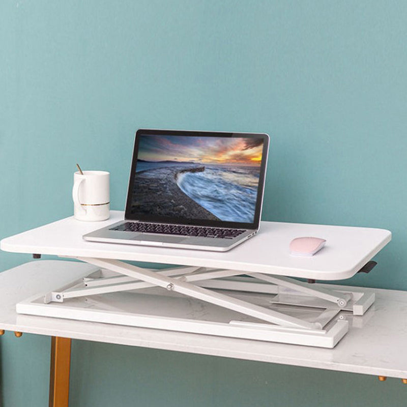 Rectangular Shaped Folding Standing Desk Converter Wood with Metal Base