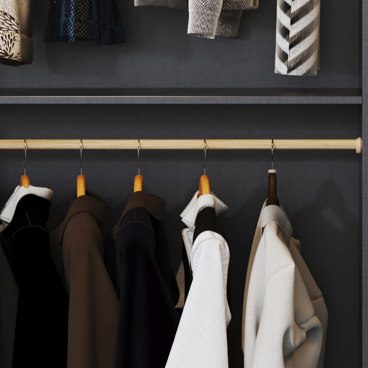 Grey Wardrobe Cabinet with Drawer Modern Wardrobe Armoire for Home