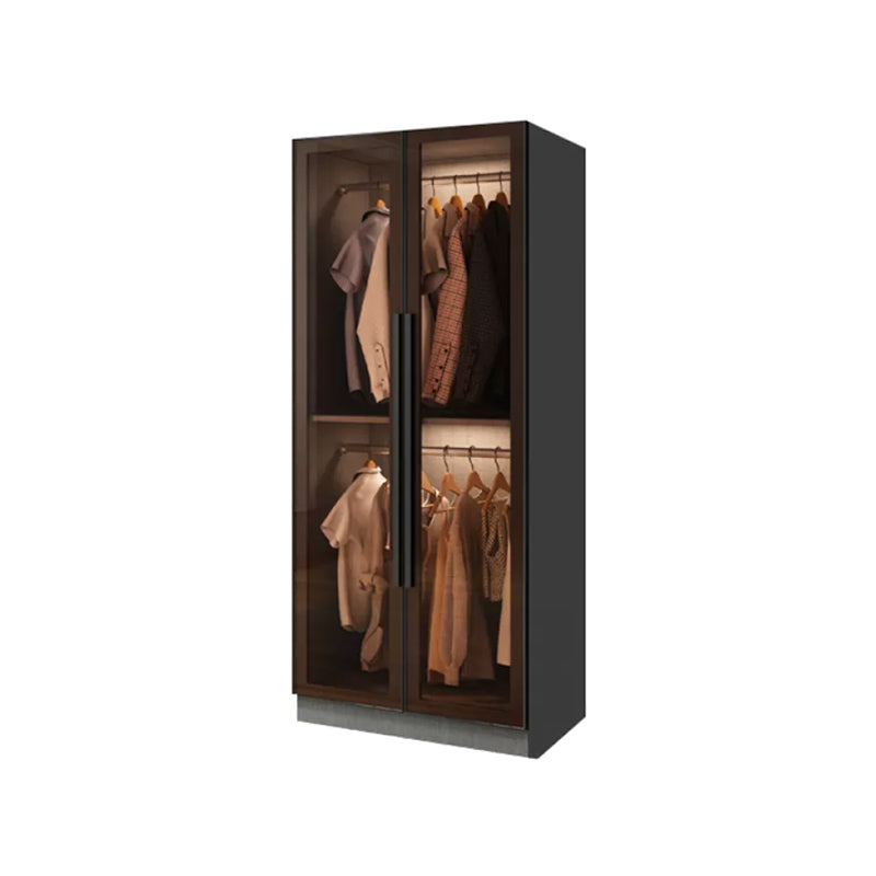 Modern Wardrobe Cabinet Glass and Engineered Wood Wardrobe Closet