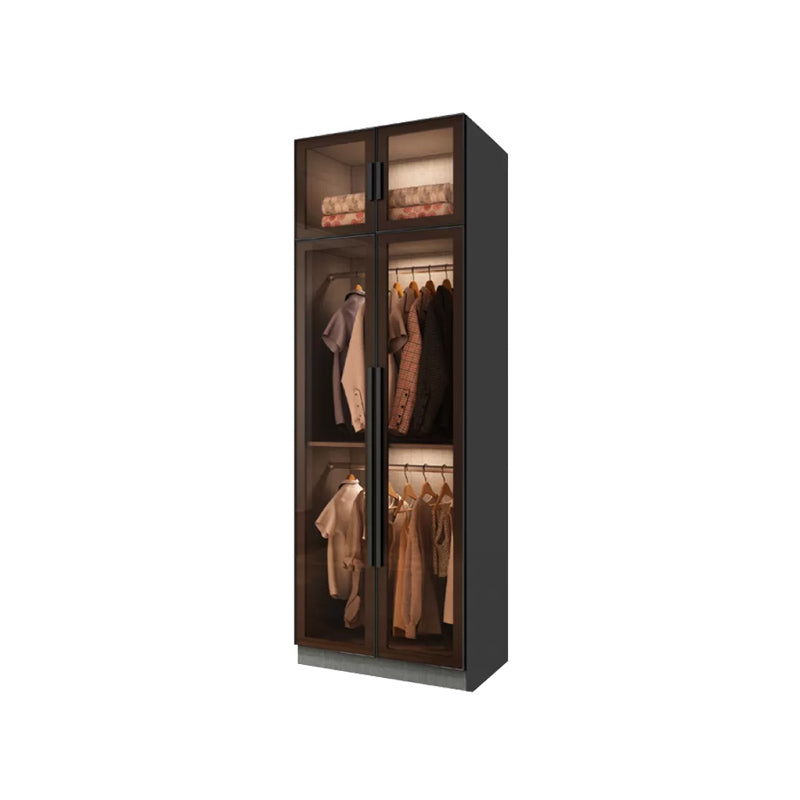 Modern Wardrobe Cabinet Glass and Engineered Wood Wardrobe Closet