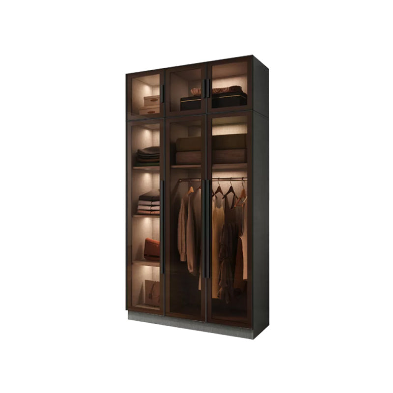 Modern Wardrobe Cabinet Glass and Engineered Wood Wardrobe Closet