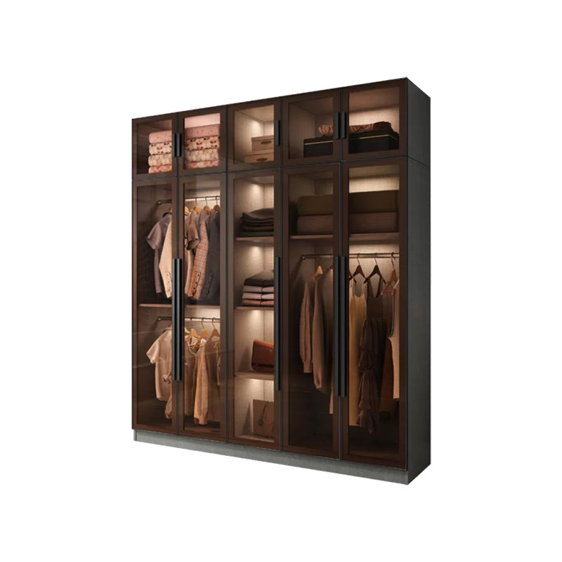 Modern Wardrobe Cabinet Glass and Engineered Wood Wardrobe Closet