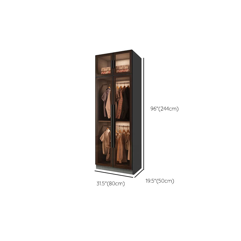 Modern Wardrobe Cabinet Glass and Engineered Wood Wardrobe Closet