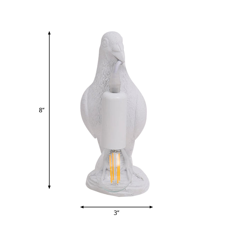 Nordic Style Bird Shaped Desk Light 1 Light Resin Night Table Lamp in White/Black for Bedroom