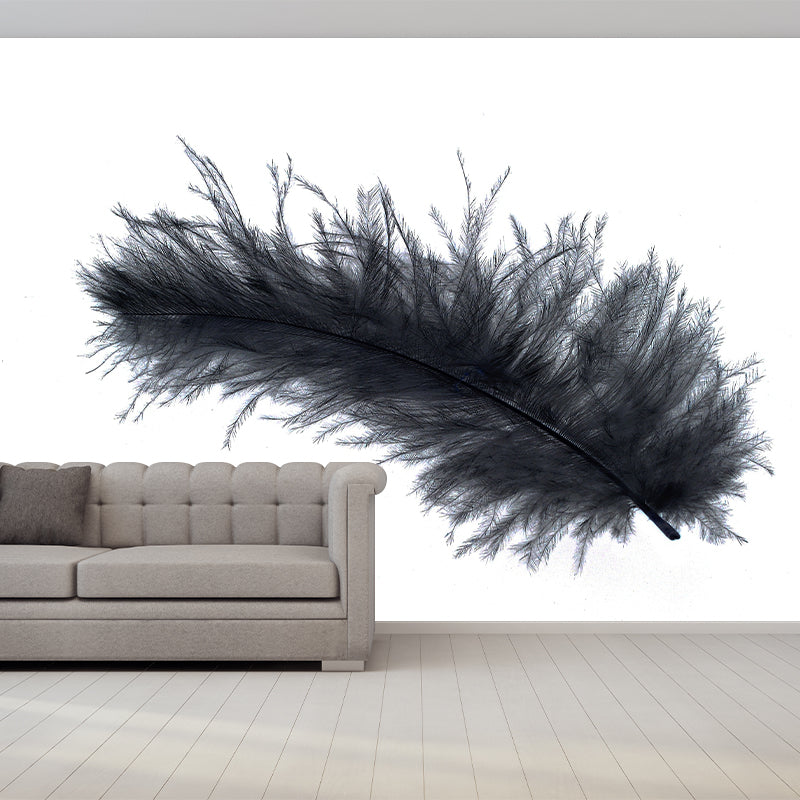 Contemporary Non-Pasted Wallpaper Photography Stain Resistant Feather Pattern Bedroom