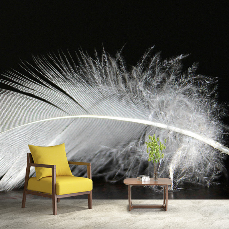 Contemporary Non-Pasted Wallpaper Photography Stain Resistant Feather Pattern Bedroom