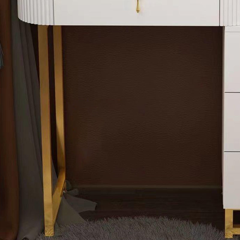 Metallic Glam Bedroom Lighted Mirror 4 Drawer Vanity Dressing Table