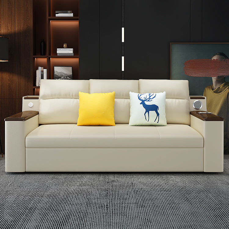 32.28" High Sofa Bed with Upholstered Foldable Faux leather Contemporary Mustard