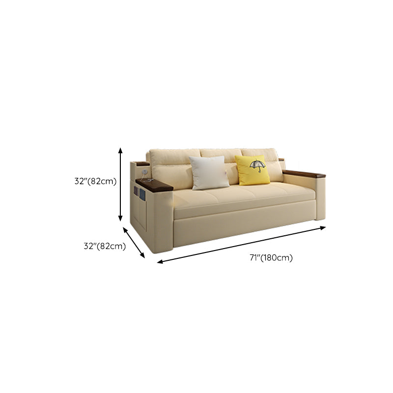 32.28" High Sofa Bed with Upholstered Foldable Faux leather Contemporary Mustard