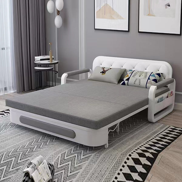 33.46" Wide Futon Sofa Bed with Upholstered Foldable Linen Contemporary Gray