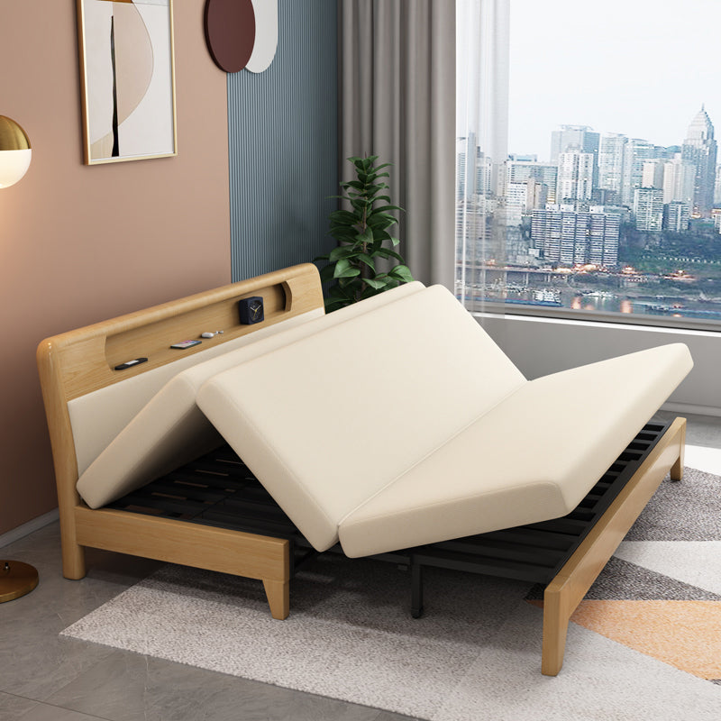 33.46" Wide Futon Sofa Bed with Storage Foldable Yellow Contemporary