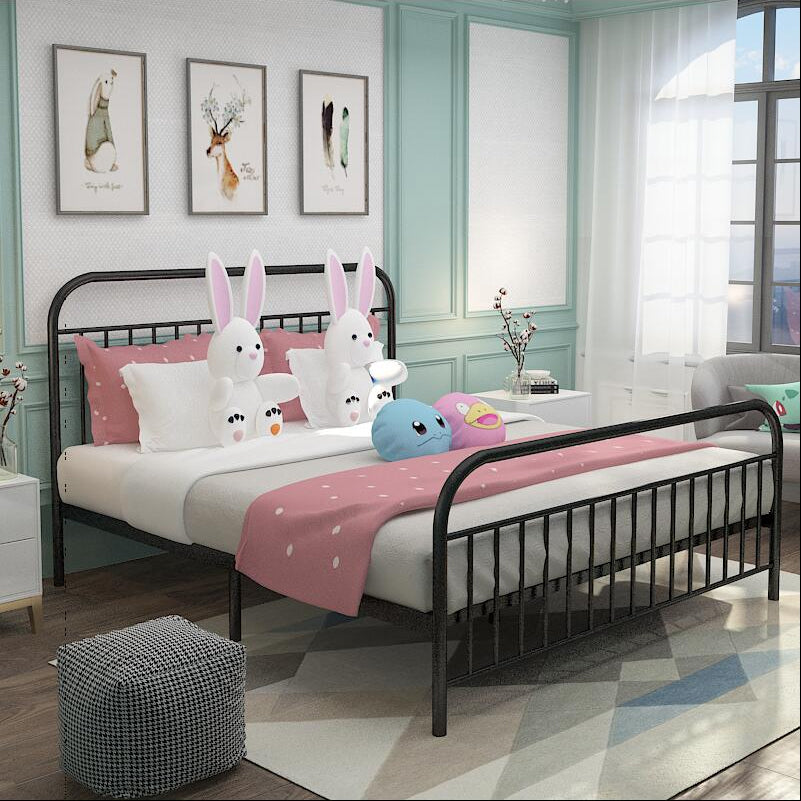 Modern Style Metal Frame Standard Bed with Open-Frame Headboard