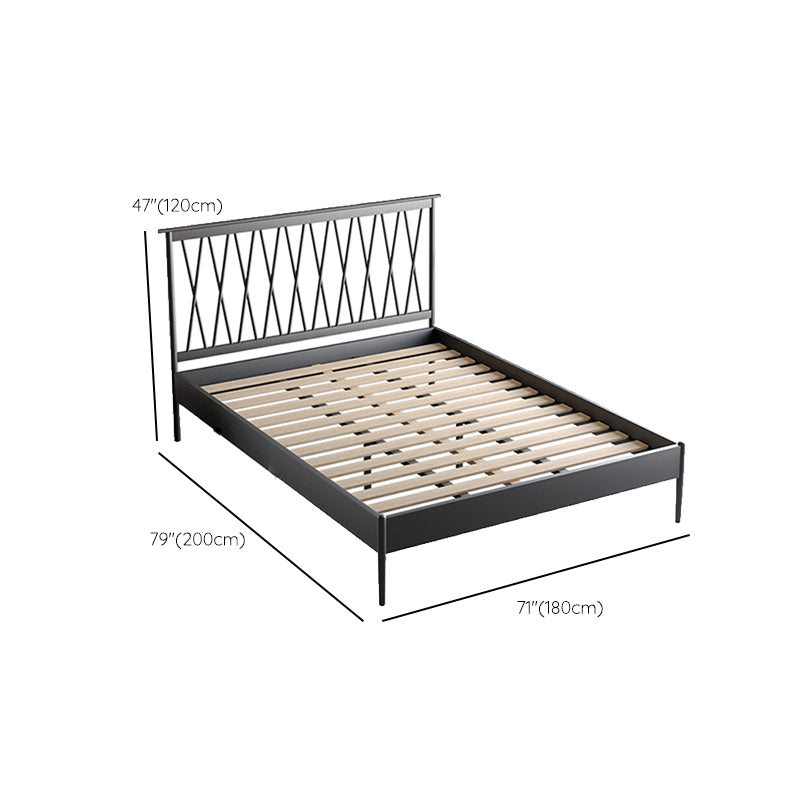 47.24" Height Metal Frame Standard Bed with Rectangle Open-Frame Headboard