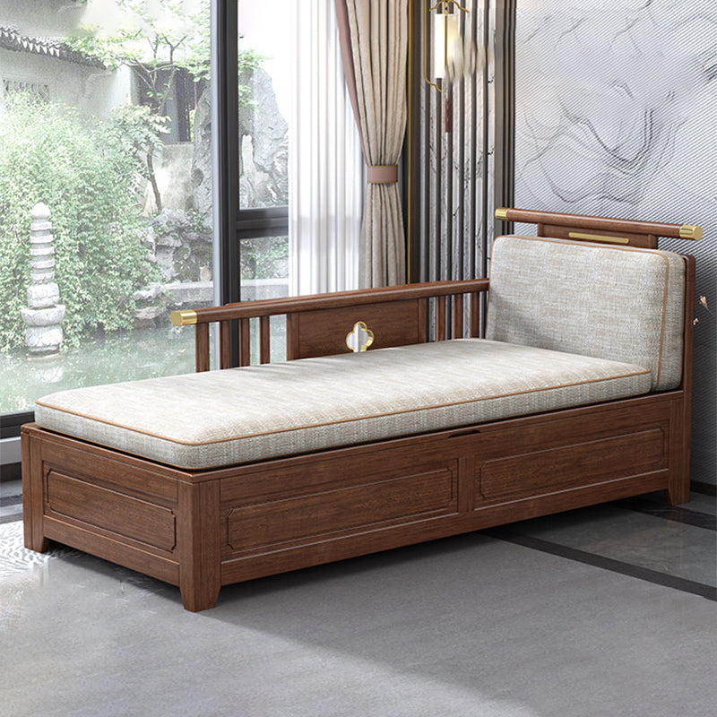 Cushioned Cotton Blend Chaise Lounge Daybed in Walnut of 72.4" W
