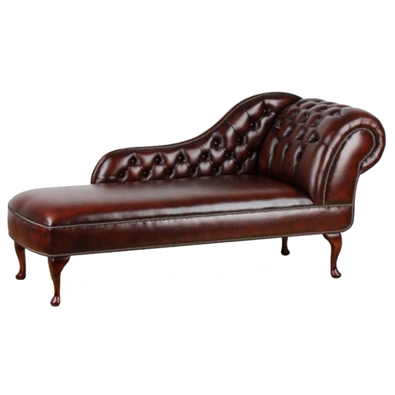 Button Tufted Chaise Lounge Couch with Rolled Arms - 66.9" W