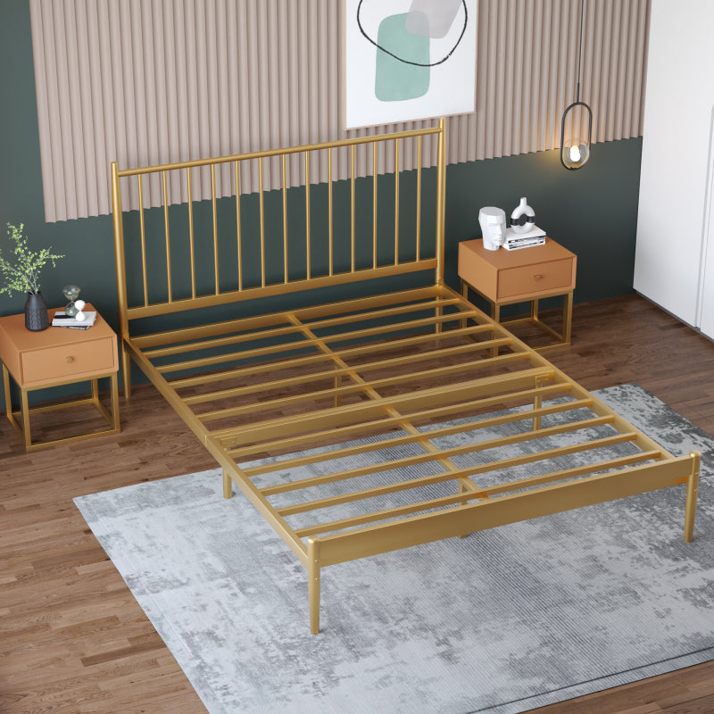 43.3" Height Metal Standard Slat Bed with Rectangle Headboard