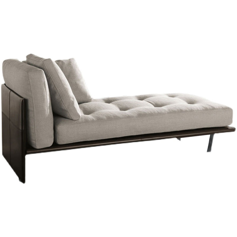 Contemporary Tufted Cotton Blend Chaise Lounge with Square Arm and Extra 2 Pillows