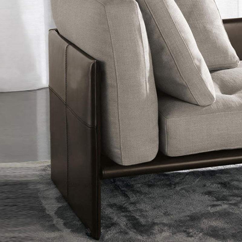 Contemporary Tufted Cotton Blend Chaise Lounge with Square Arm and Extra 2 Pillows