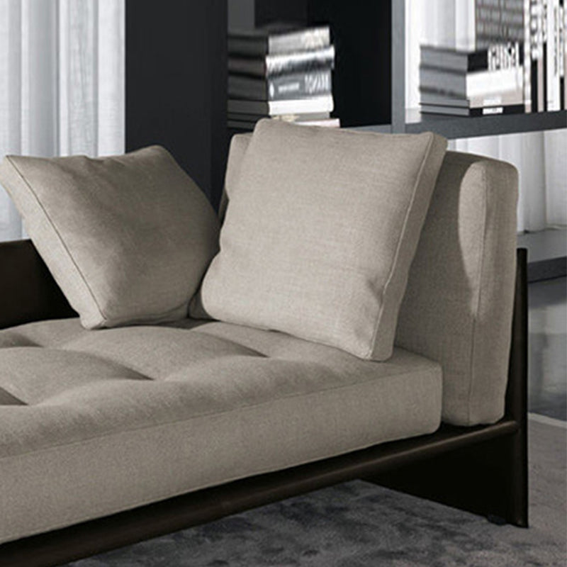 Contemporary Tufted Cotton Blend Chaise Lounge with Square Arm and Extra 2 Pillows