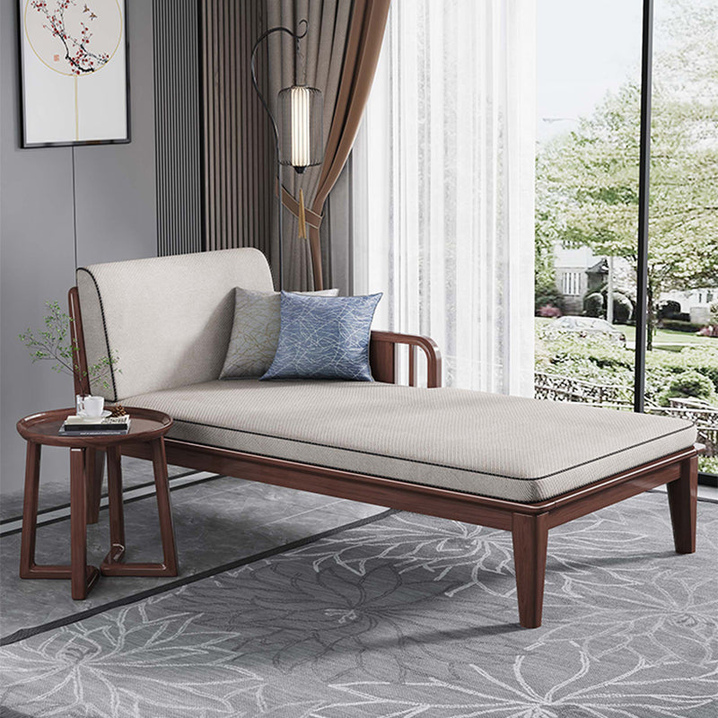 71.65" L Walnut Slipcovered Chaise Lounge Couch with 2 Pillows