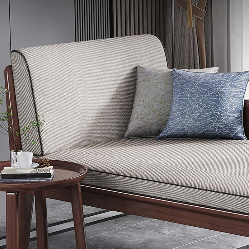 71.65" L Walnut Slipcovered Chaise Lounge Couch with 2 Pillows