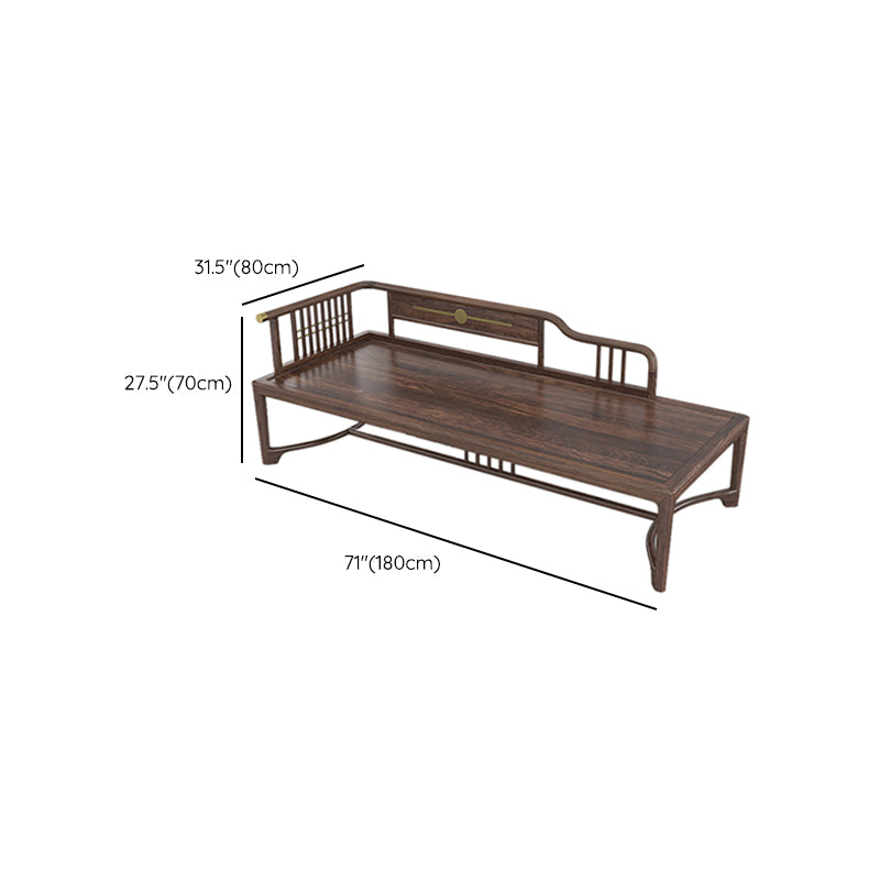 Oversized Solid Wood Chaise Lounge Couch in Brown with Square Arm