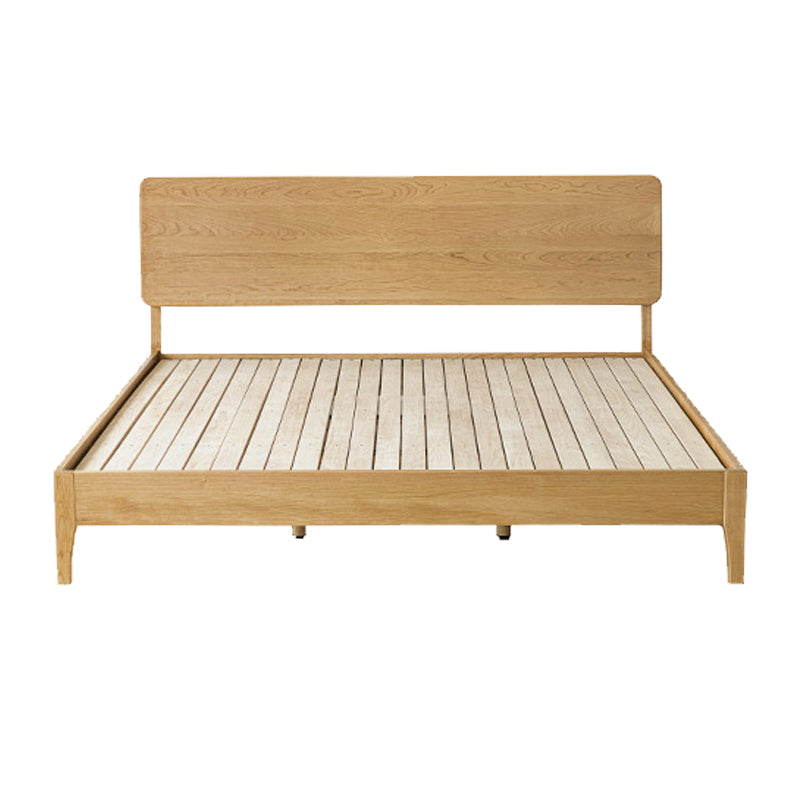 41.33" Height Solid Wood Standard Bed in Natural with Rectangle Headboard