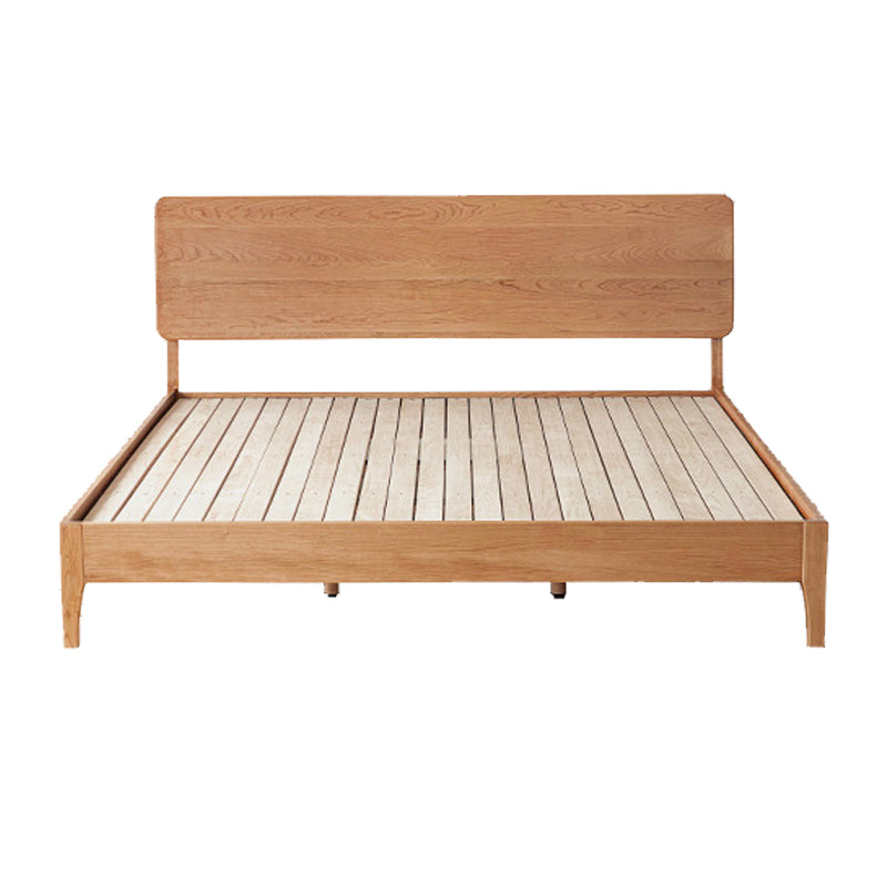 41.33" Height Solid Wood Standard Bed in Natural with Rectangle Headboard
