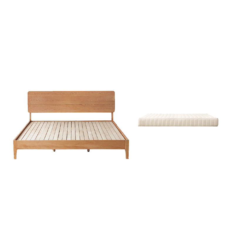 41.33" Height Solid Wood Standard Bed in Natural with Rectangle Headboard