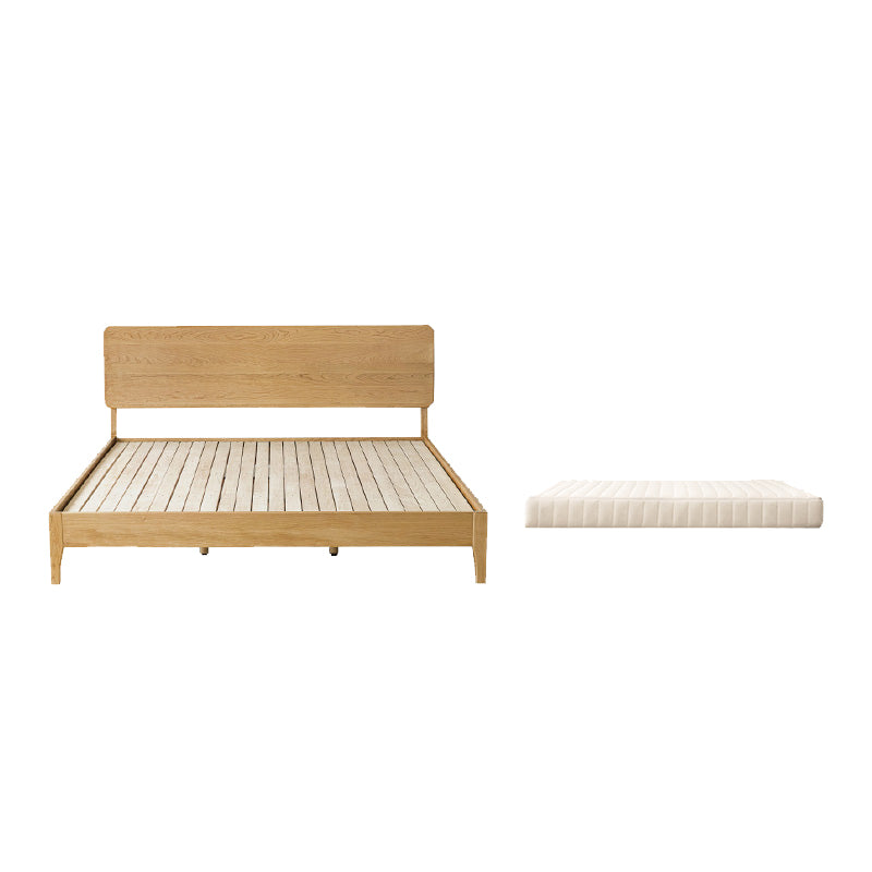 41.33" Height Solid Wood Standard Bed in Natural with Rectangle Headboard