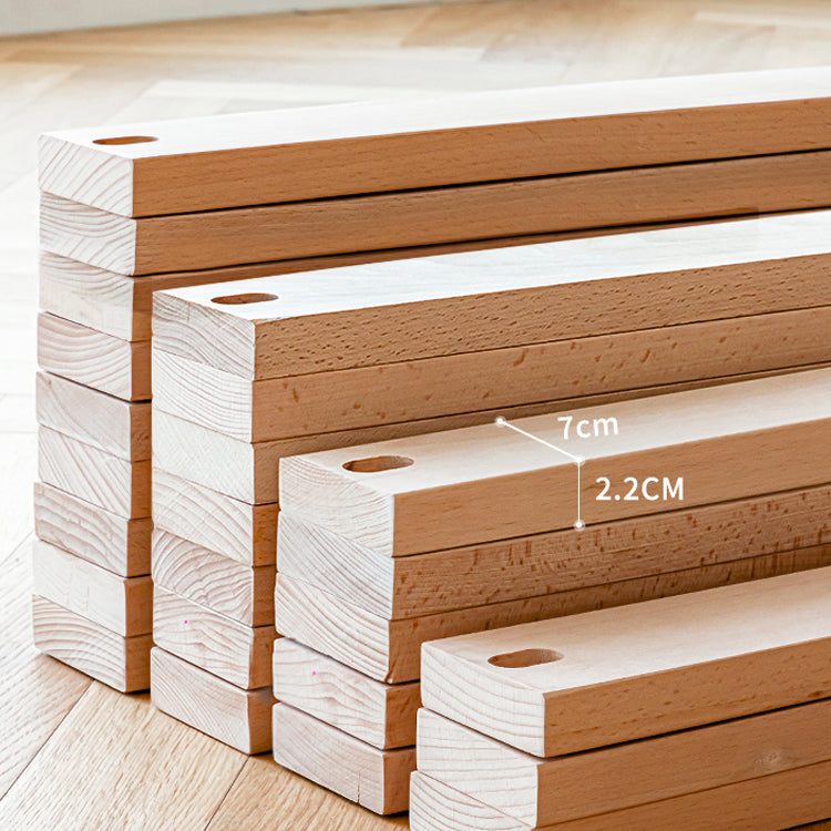 41.33" Height Solid Wood Standard Bed in Natural with Rectangle Headboard