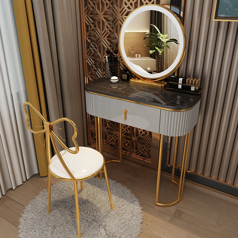 Glam With Drawer Lighted Mirror Bedroom Wooden Dressing Table