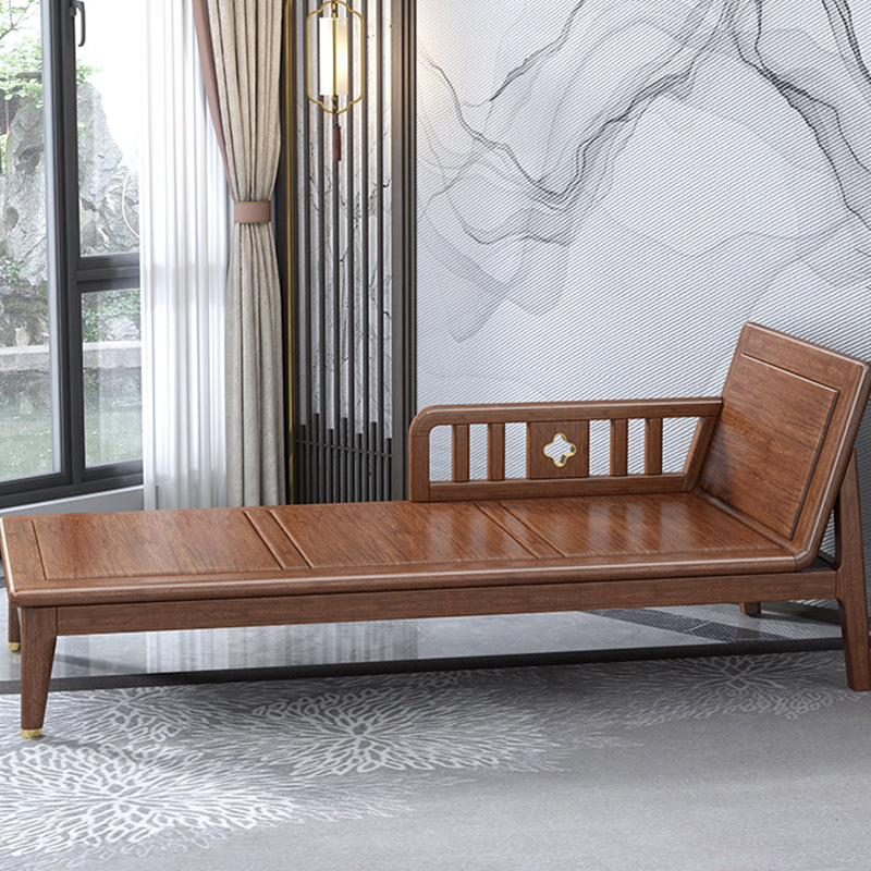 Walnut Slipcovered Cotton Blend Chaise Lounge Couch with Square Arms