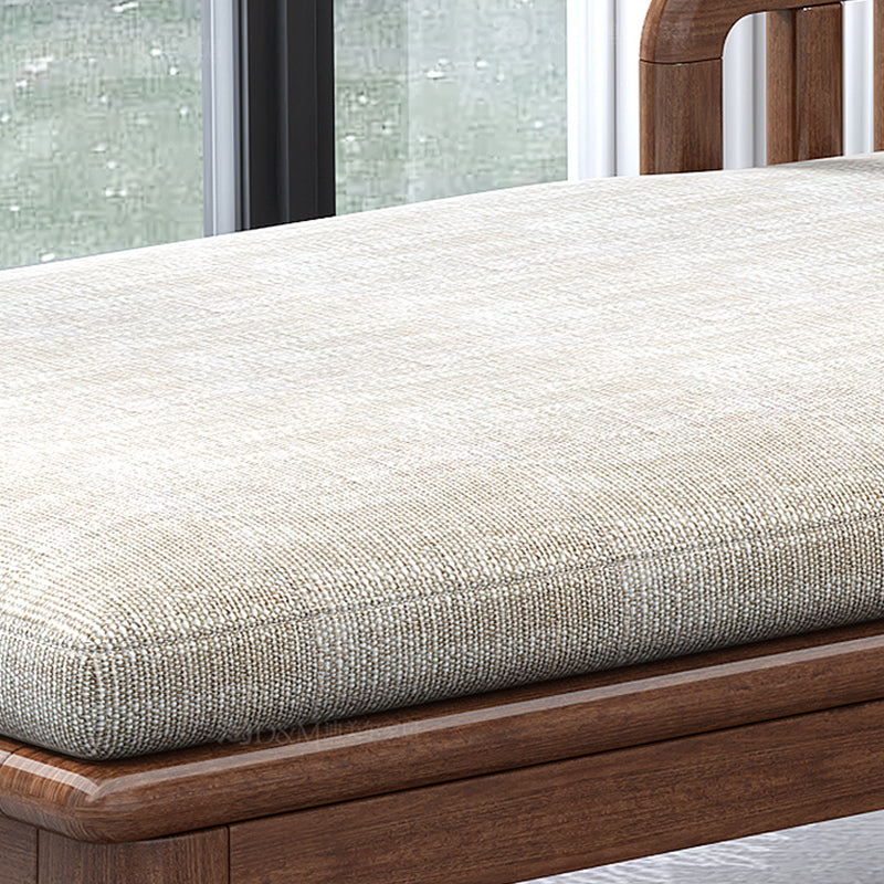 Walnut Slipcovered Cotton Blend Chaise Lounge Couch with Square Arms