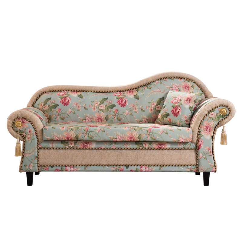 Floral with Arms Chaise Flared Arms with Legs for Bedroom Living Room