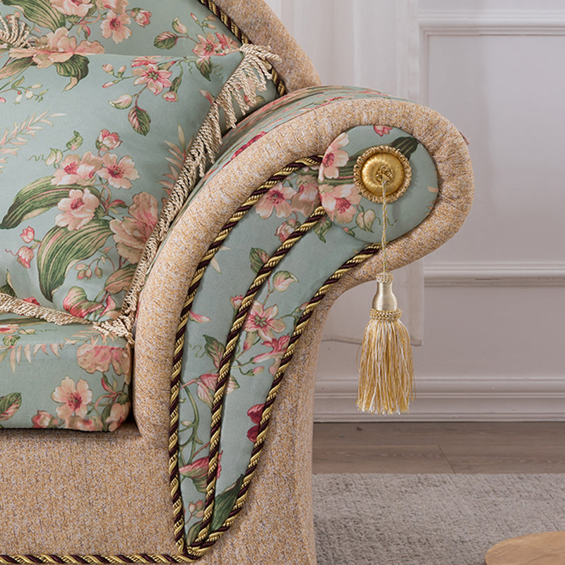 Floral with Arms Chaise Flared Arms with Legs for Bedroom Living Room