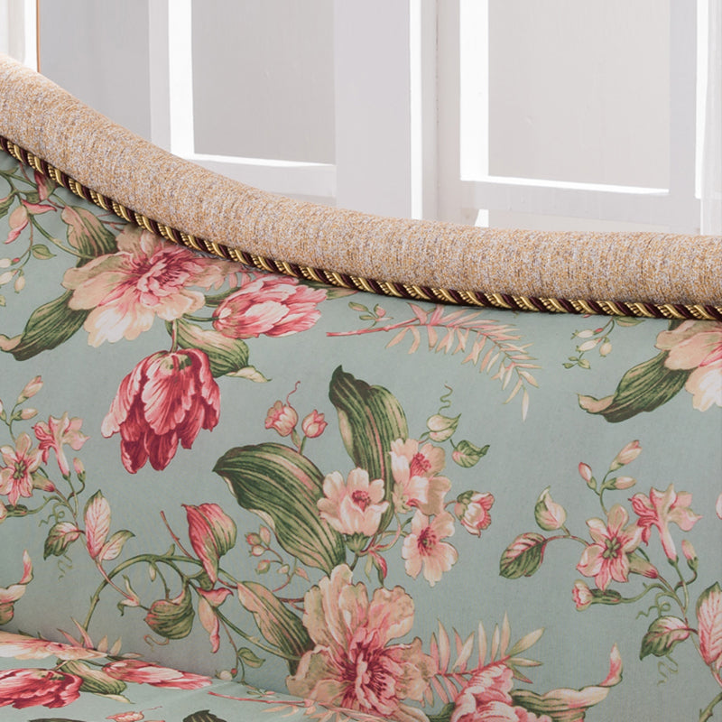 Floral with Arms Chaise Flared Arms with Legs for Bedroom Living Room