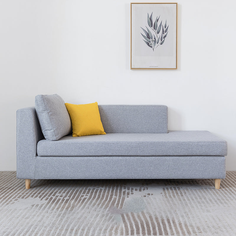 Wood One Armed Scandinavian Chaise Square Arms with Legs for Living Room