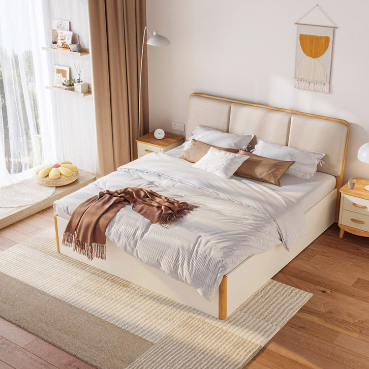 Wood Standard Bed with Upholstered Headboard Mattress Included 41.33" High