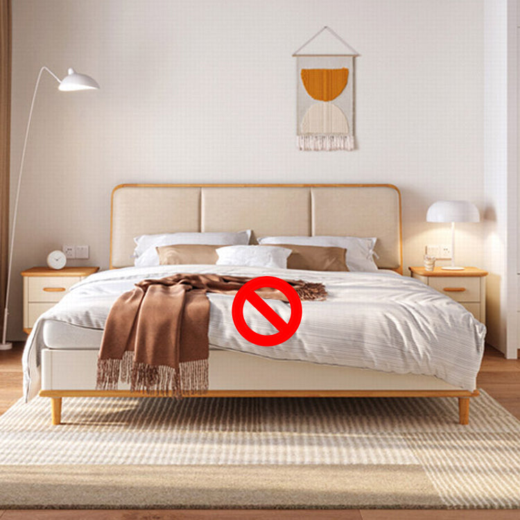 Wood Standard Bed with Upholstered Headboard Mattress Included 41.33" High