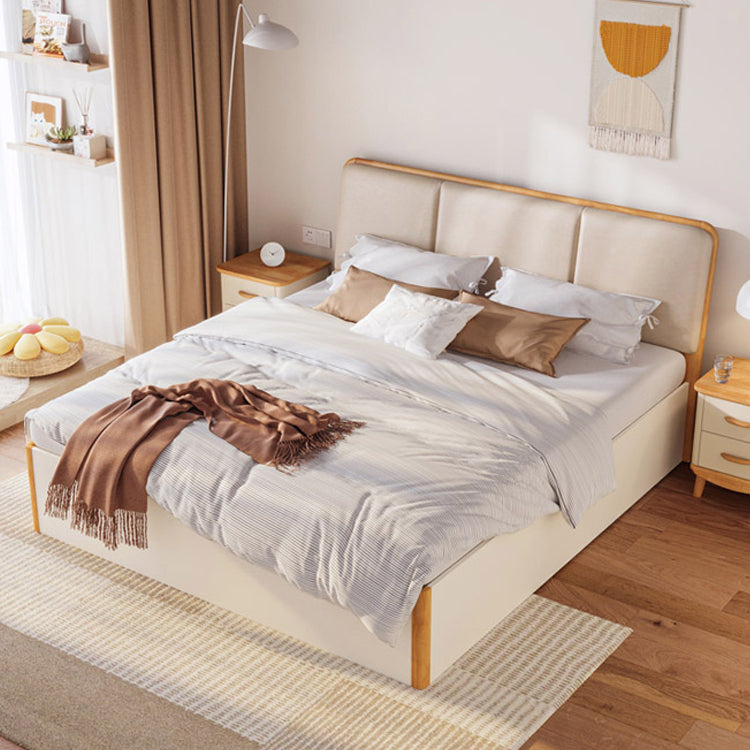 Wood Standard Bed with Upholstered Headboard Mattress Included 41.33" High