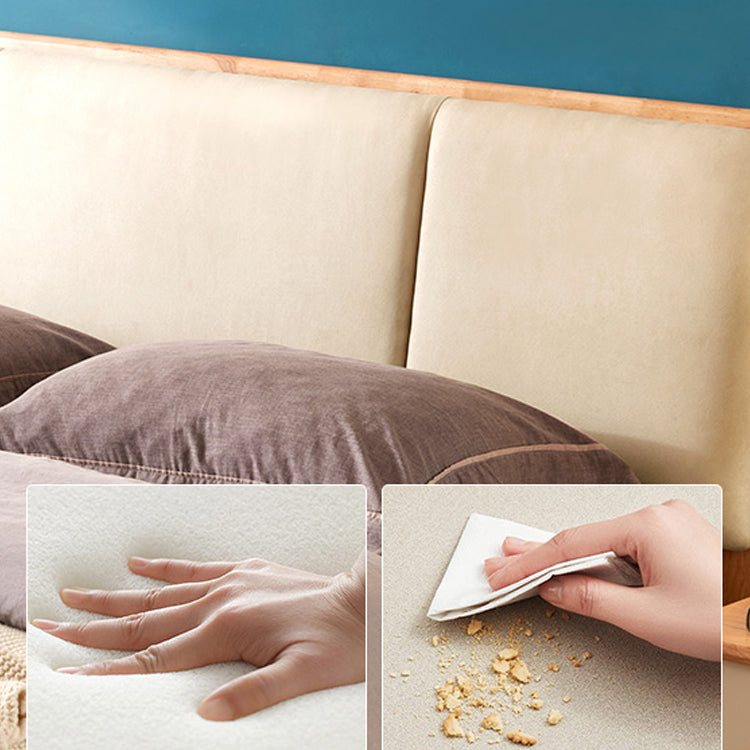 Wood Standard Bed with Upholstered Headboard Mattress Included 41.33" High