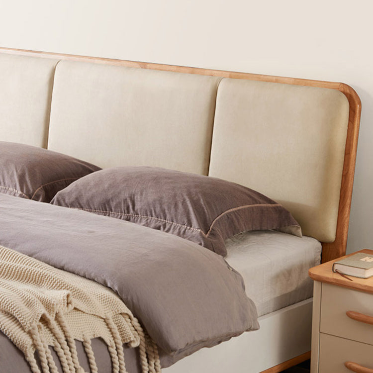 Wood Standard Bed with Upholstered Headboard Mattress Included 41.33" High