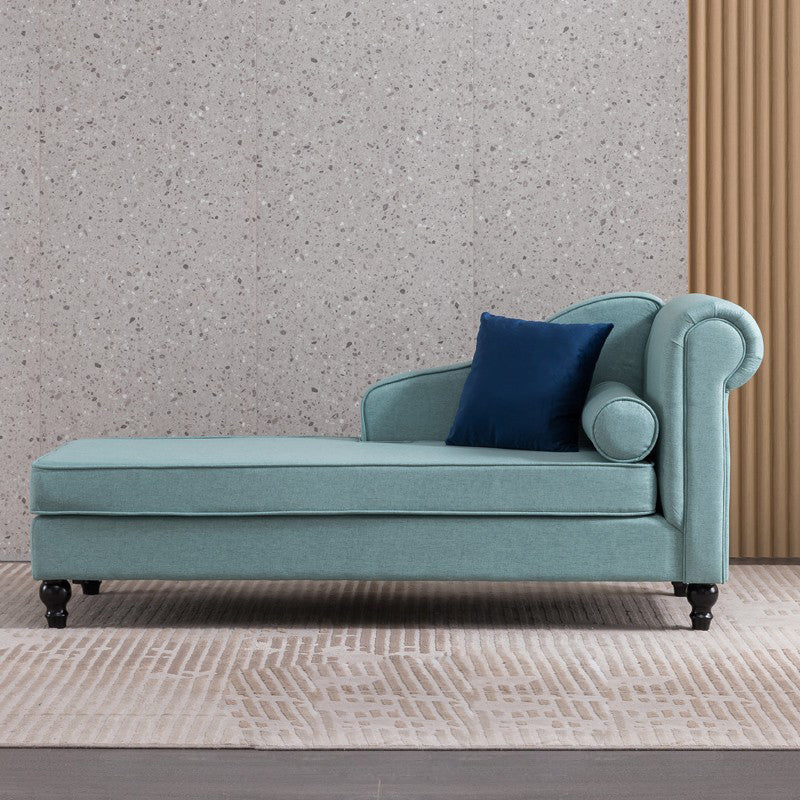 Wood One Armed Contemporary Chaise Rolled Arms with Legs for Living Room